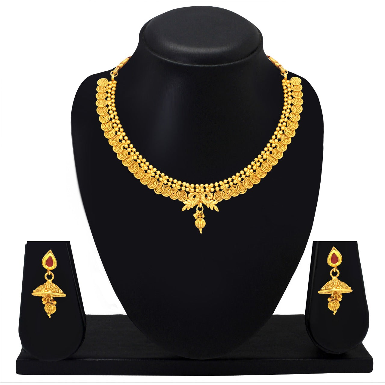 Gold Plated Antique Short Necklace Set