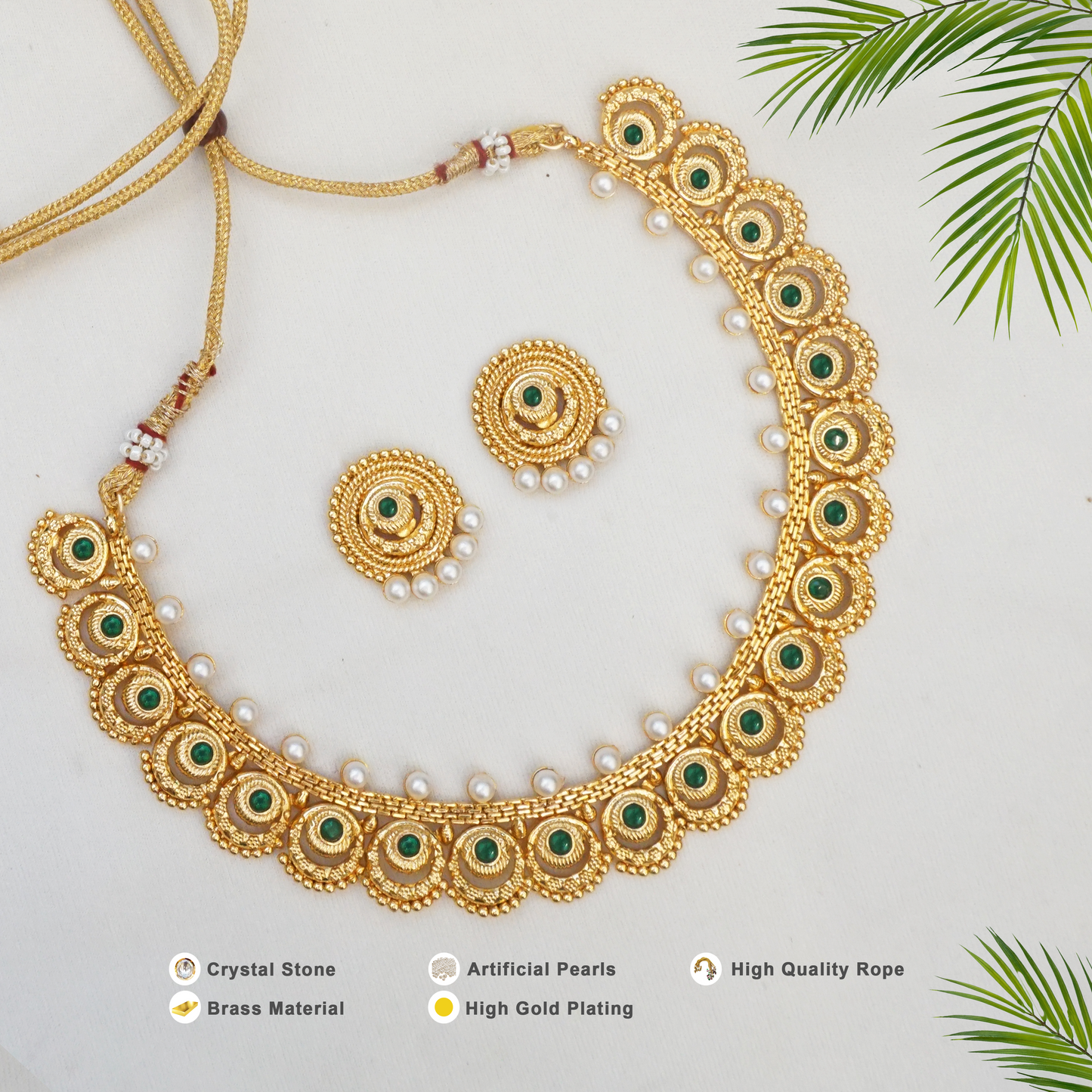 Polki and Stone Short Necklace Set