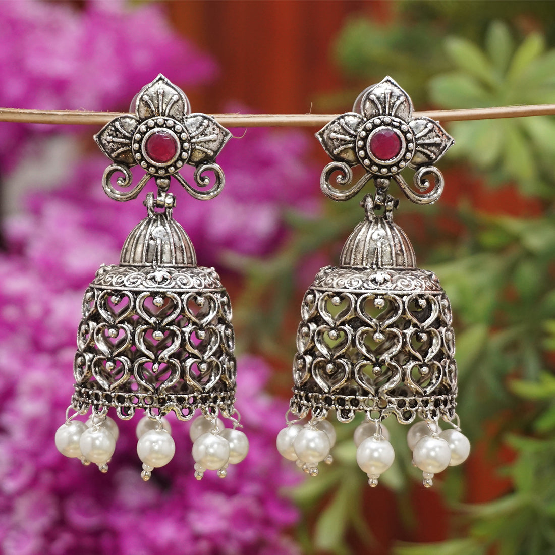 Sliver hanging Jhumka Earring