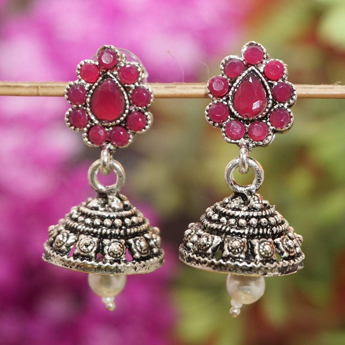 Maroon Color Small Jhumka Earring