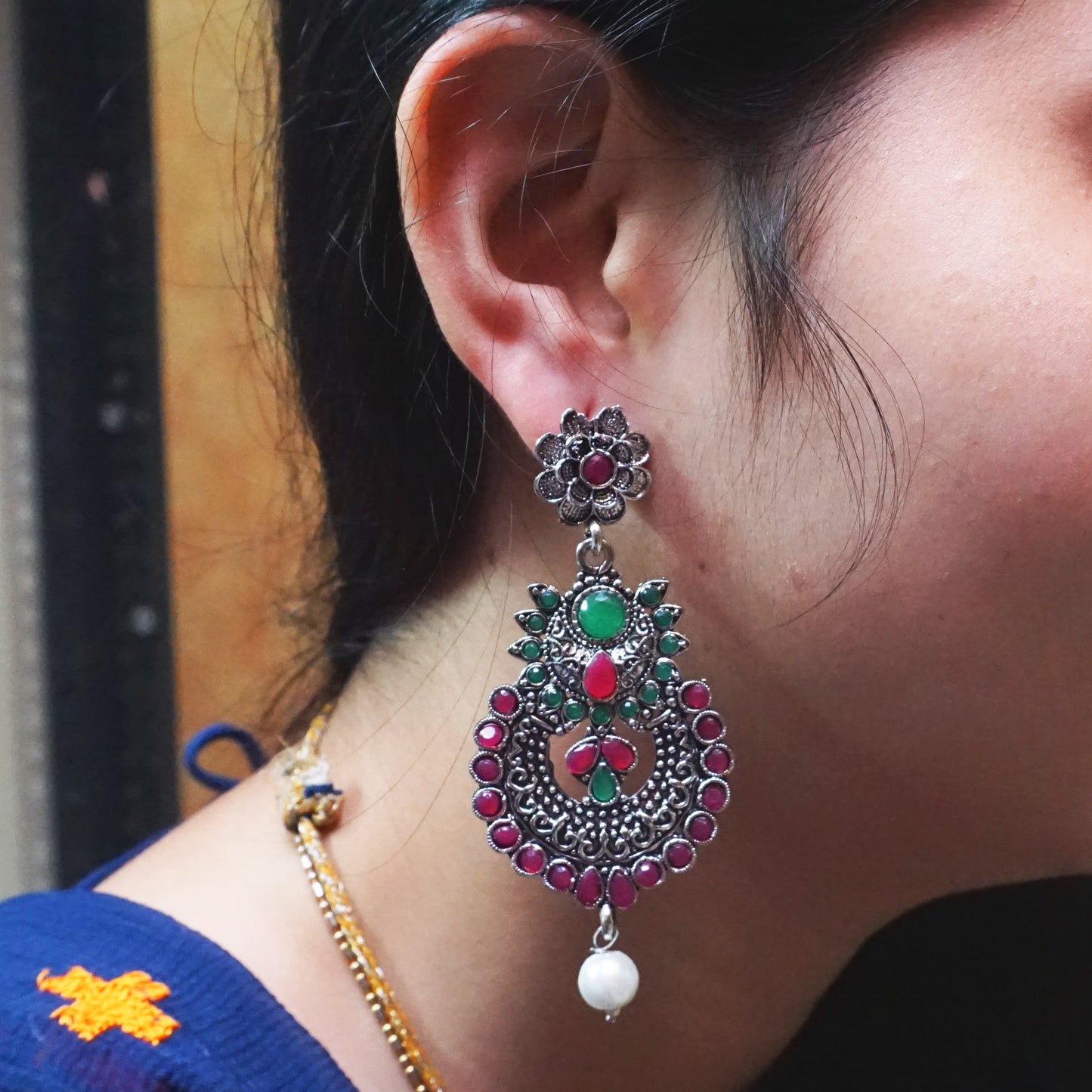Oxidized Designer Earring