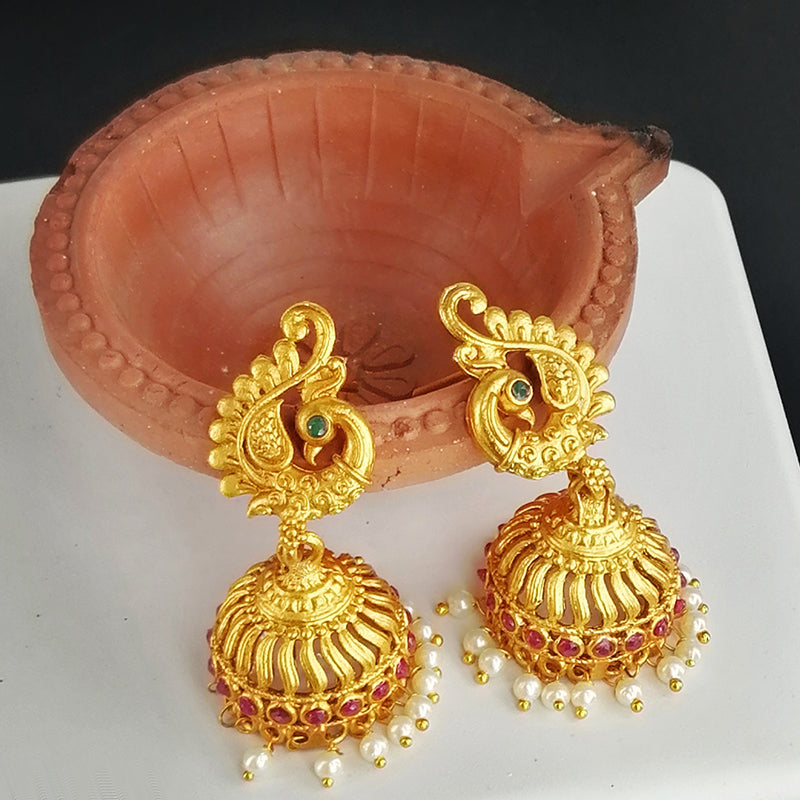 Peacock Matt Plated Jhumki Earring