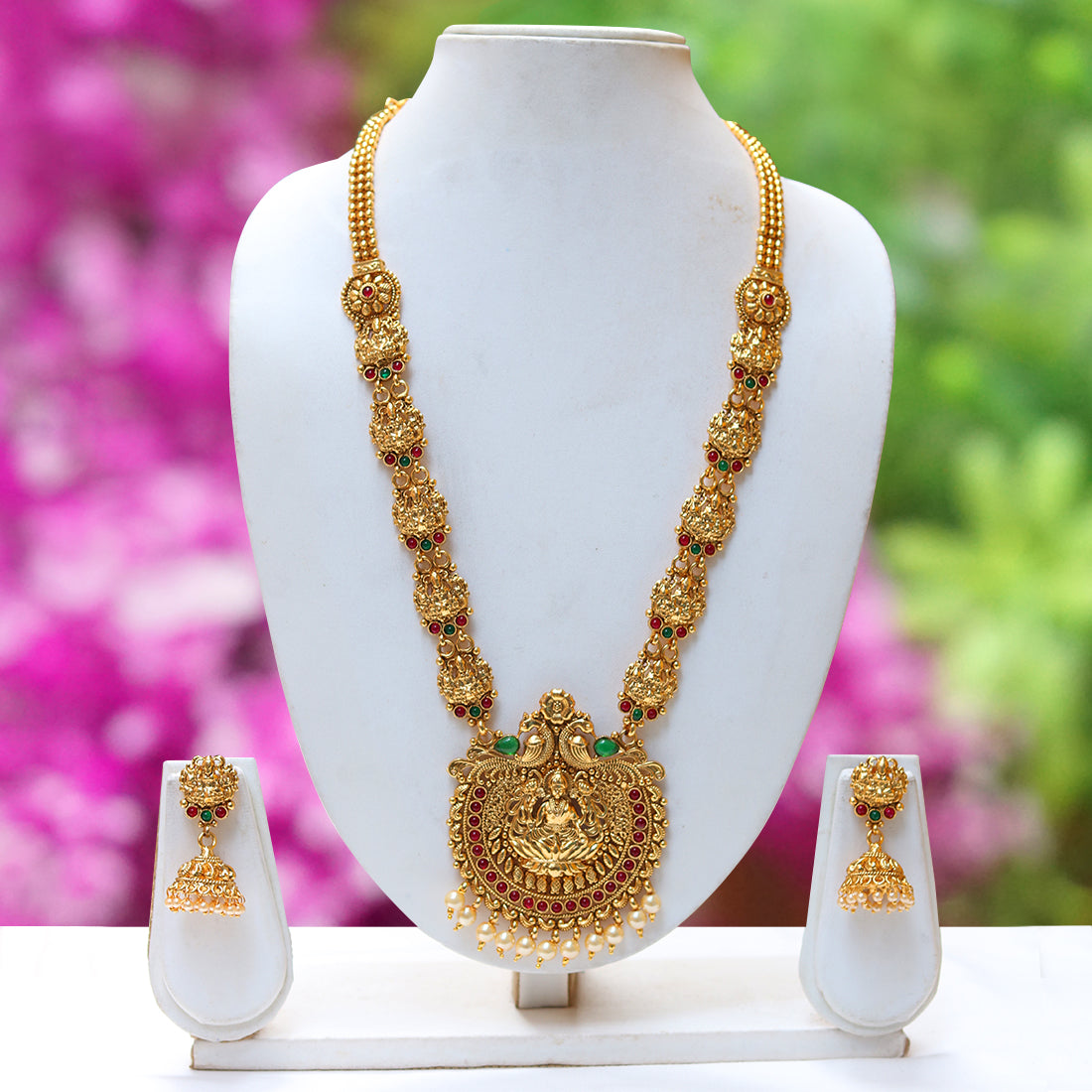 Look Ethnic Gold Plated Long Necklace For Women (LEMZL00049)