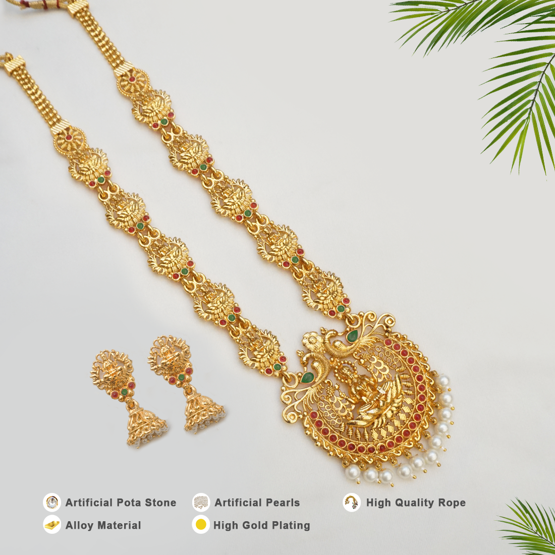 Alizé - 22K Gold Plated Long Chain, Gulaal Ethnic Indian Designer Jewels, Buy Necklace Online
