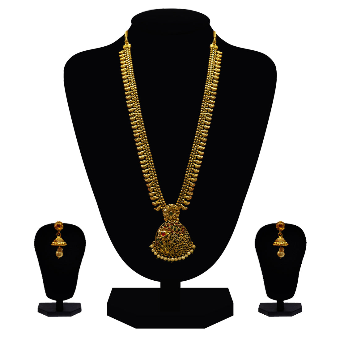 Look Ethnic Gold Plated Long Necklace For Women (LEMZL00064)