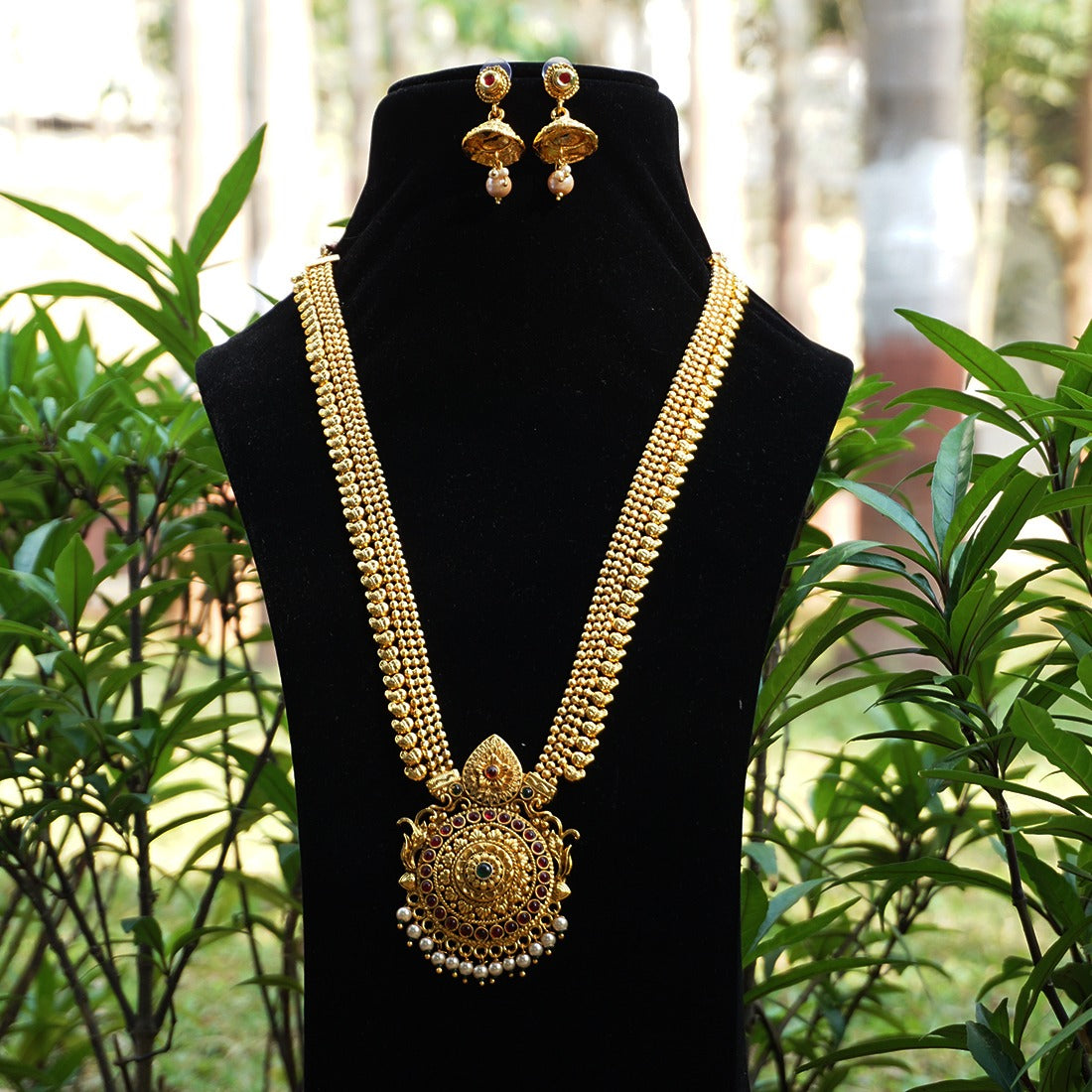 Look Ethnic Gold Plated Long Necklace For Women