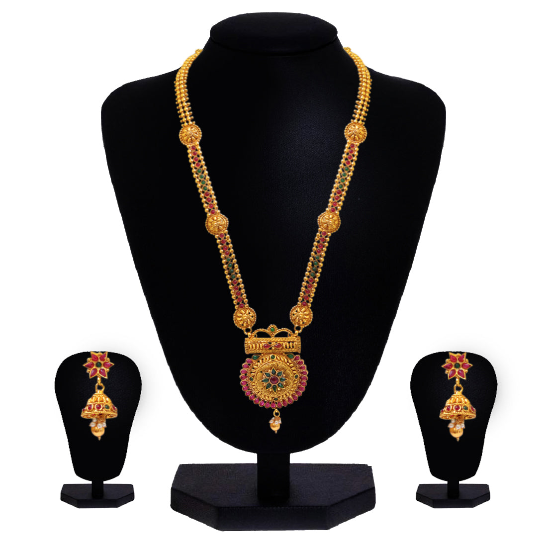 Look Ethnic Gold Plated Long Necklace For Women (LEMZL00283)