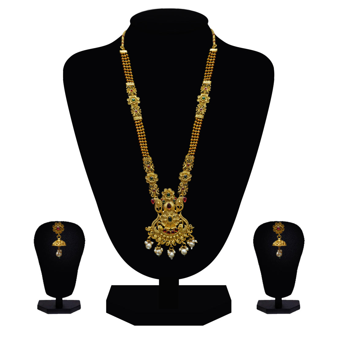 Look Ethnic Gold Plated Long Necklace For Women (LEMZL00300)