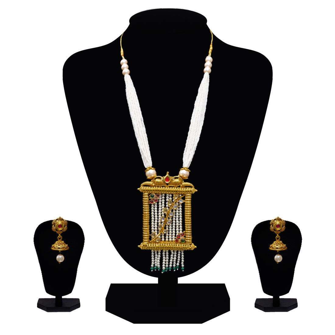 Look Ethnic Gold Plated Long Necklace For Women (LEMZL00307)