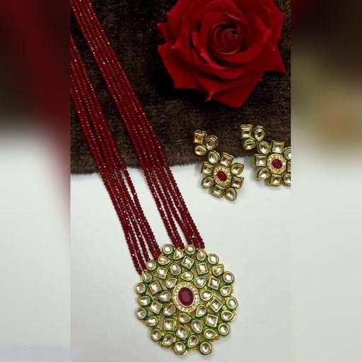 Classy Kundan Necklace With Earrings For Women