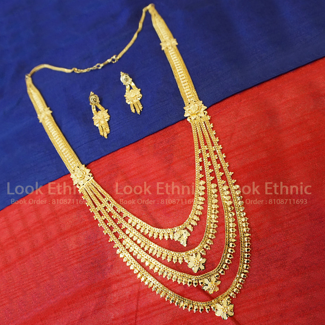 Gold Plated Traditional Rani Haar Necklace Set with Earring One Gram God Jewellery for Women