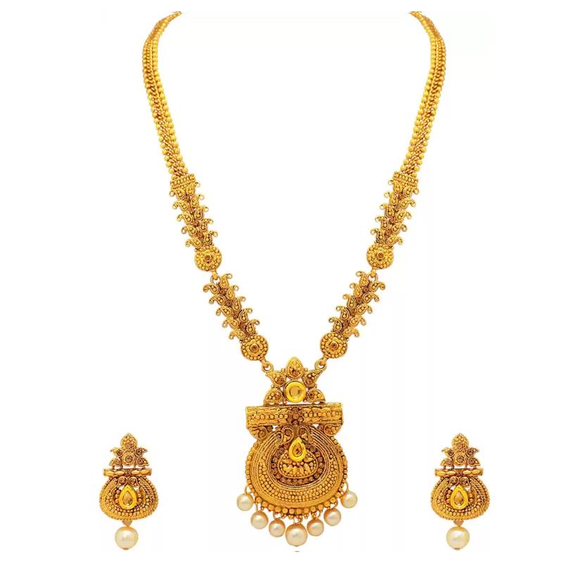 Look Ethnic Gold Plated Long Necklace
