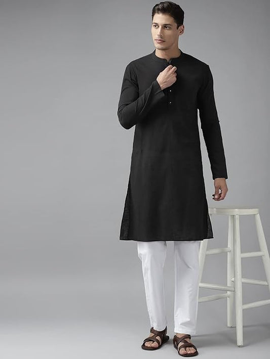 This Men's Cotton Regular Fit Kurta is made with a blend of high-quality cotton and polyester material for maximum comfort.