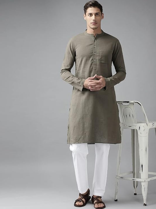 Designs Men's Cotton Full Sleeve Mandarin Neck Knee Length Kurta offers a timeless silhouette and supreme comfort men Kurta