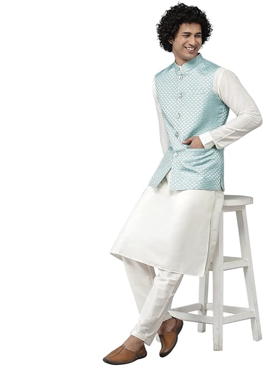 Durable and luxurious, it is the ideal piece for stylish occasions. It is made from 100% Silk, Men's Nehru Jacket