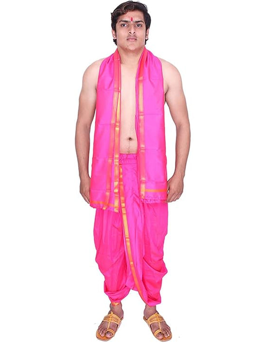 Crafted with 100% art silk, this free size set is comfortable and stylish.