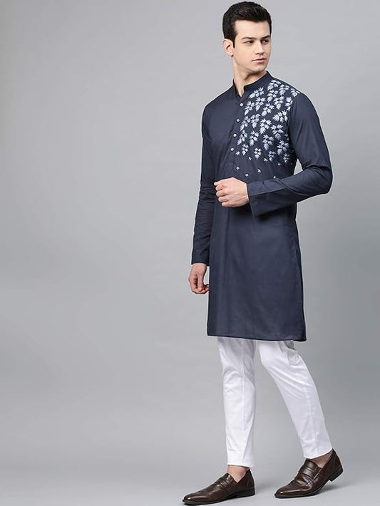 lightweight and breathable fabric make it ideal for any occasion. navy blue kurta