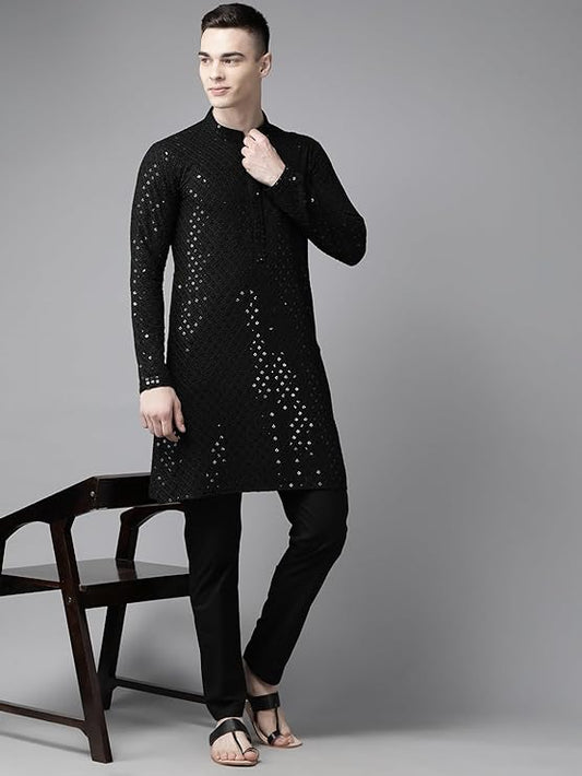 This men's kurta is made from 100% Viscose Rayon, making it comfortable and lightweight perfect fit