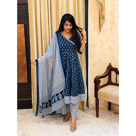 Rayon Anarkali Kurta Pant and Dupatta Set is designed for all fashion-conscious women.