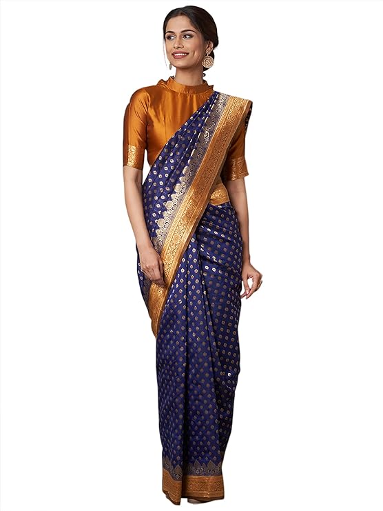 This exquisite Woven Design Kanjivaram Banarasi Silk Saree is crafted with 100% pure silk for elegant beauty.