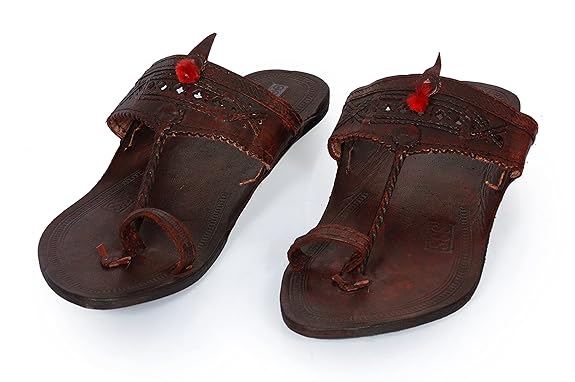 Men's Leather Kolhapuri Chappal and Footwear offers a unique blend of style and comfort. Its stylish Kolhapuri chappal silhouette also ensures superior durability.