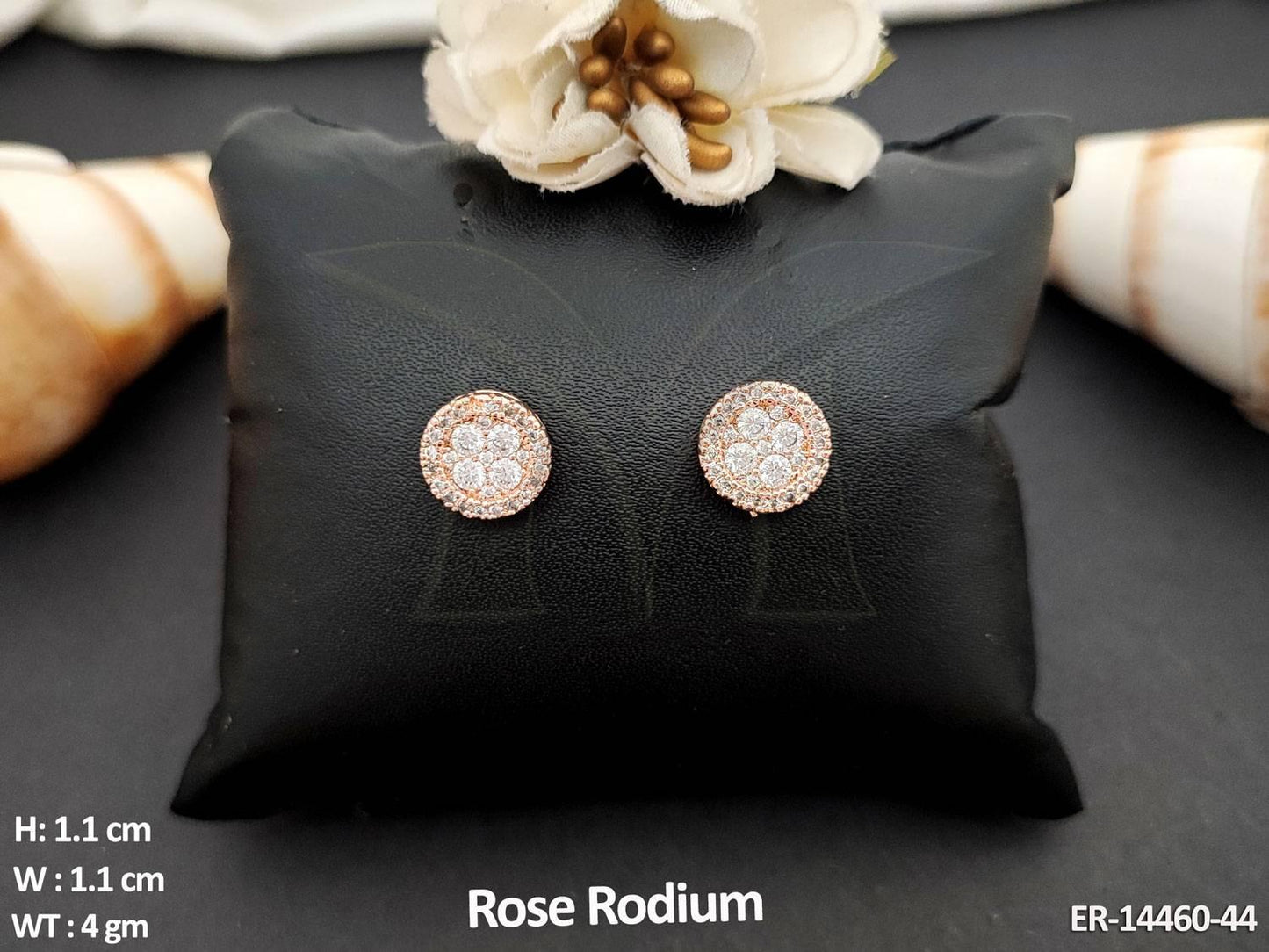 Dazzling touch to any outfit with our Cz Ad Jewelry Rose Rodium Polish Stud Tops Earrings