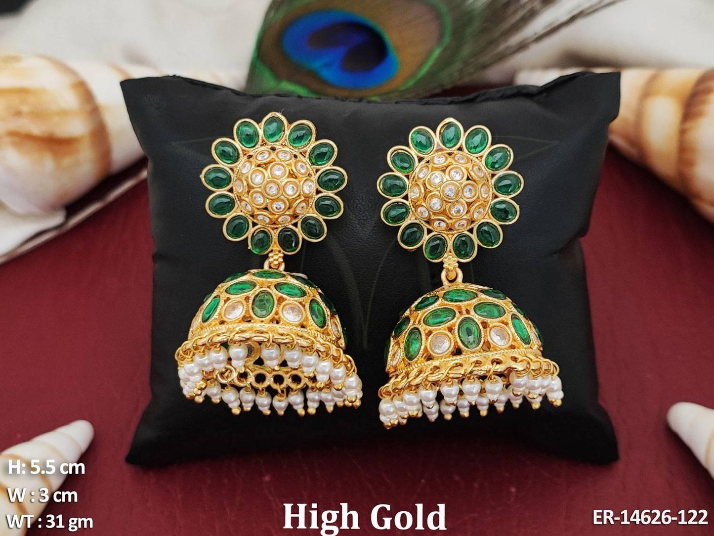 Discover the elegance of our Antique Jewellery Fancy Design High Gold polish Beautiful Jhumka Earrings