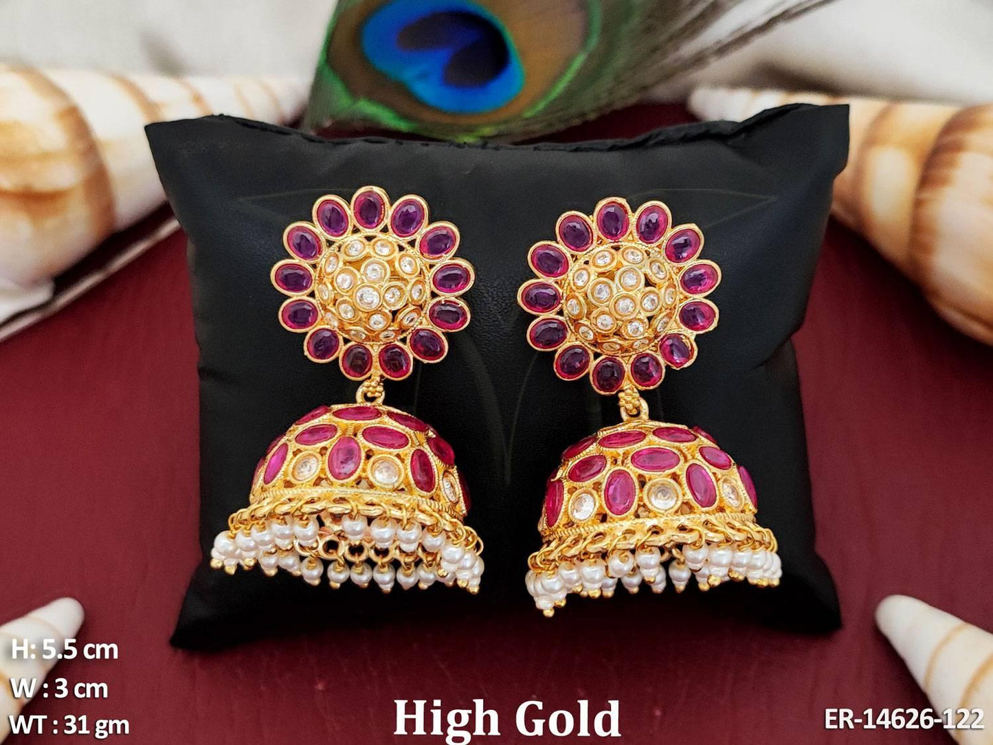 Discover the elegance of our Antique Jewellery Fancy Design High Gold polish Beautiful Jhumka Earrings
