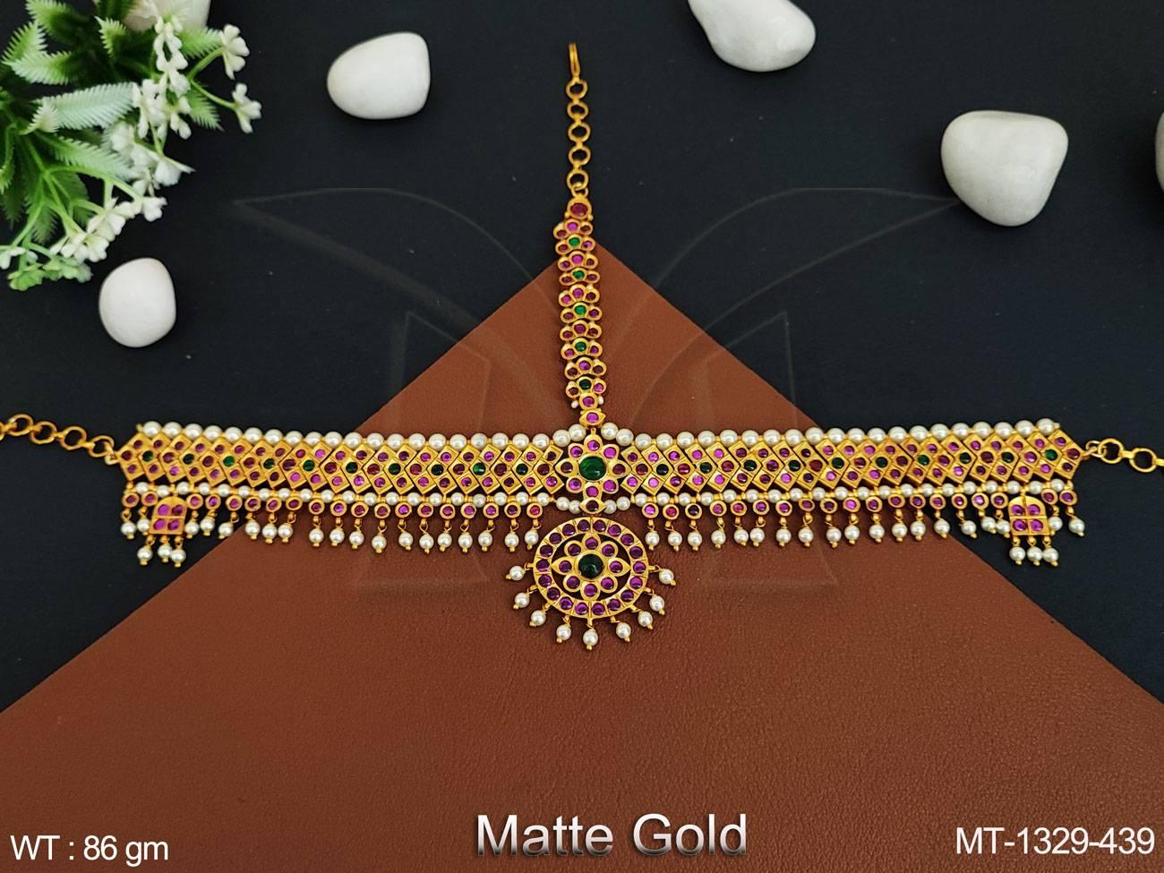 Beautiful Antique Jewellery Matte Gold Party Wear Maang Tikka