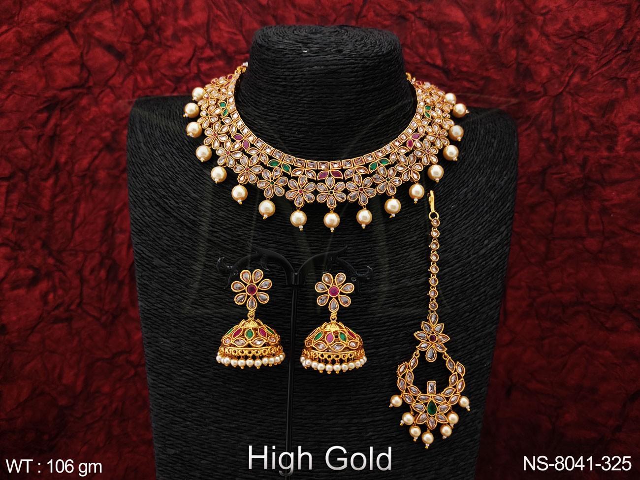 Elevate your party look with our Designer Fancy Antique Choker Necklace Set