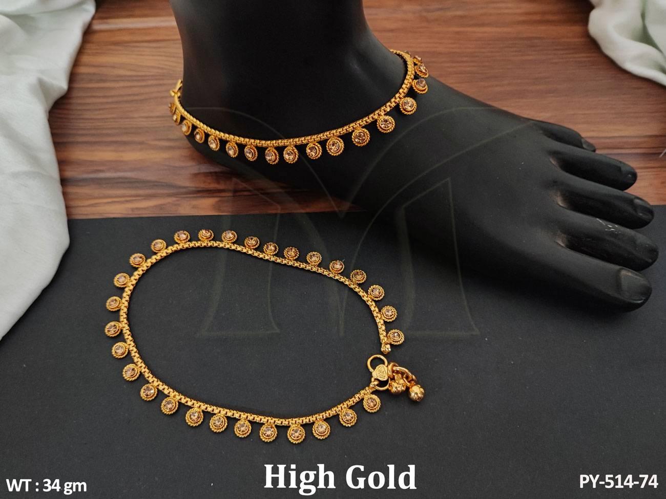 High Gold Polish Designer Wear Fancy Design Antique Payal Set