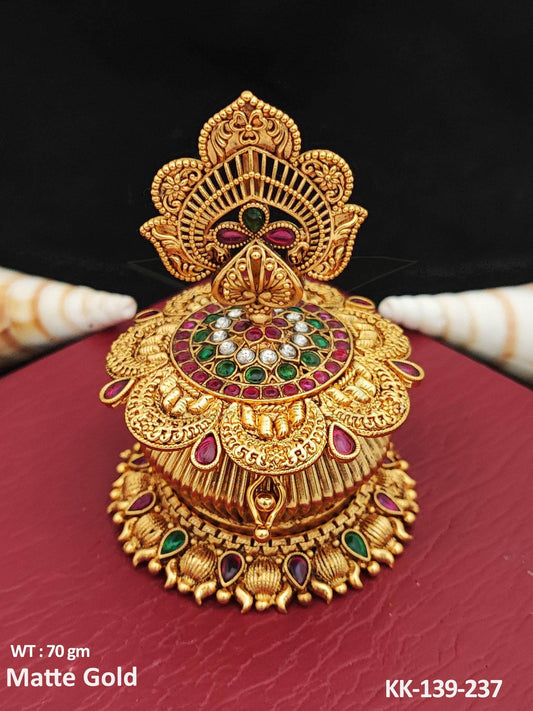 Transform your look with our Antique Jewellery Designer Matte Gold Polish Party Wear Sindoor Box