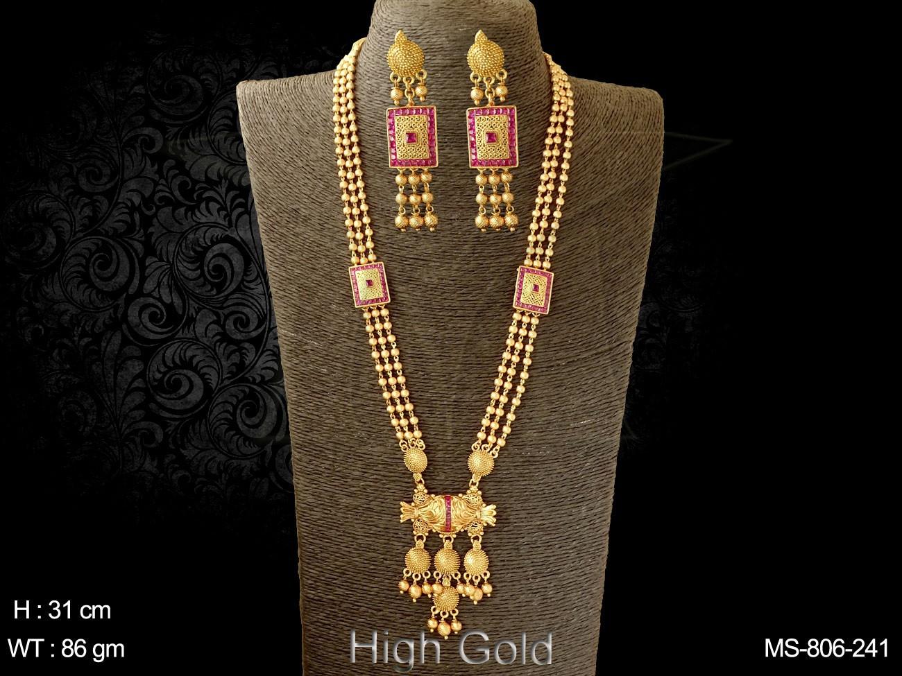 Upgrade your jewelry collection with our stunning Ballchain with Square Long Traditional Mala and Earring set