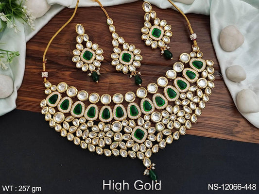 This High Gold Polish Designer Fancy Style Party Wear Kundan Jewellery Kundan Choker Necklace Set is expertly crafted to elevate any occasion.