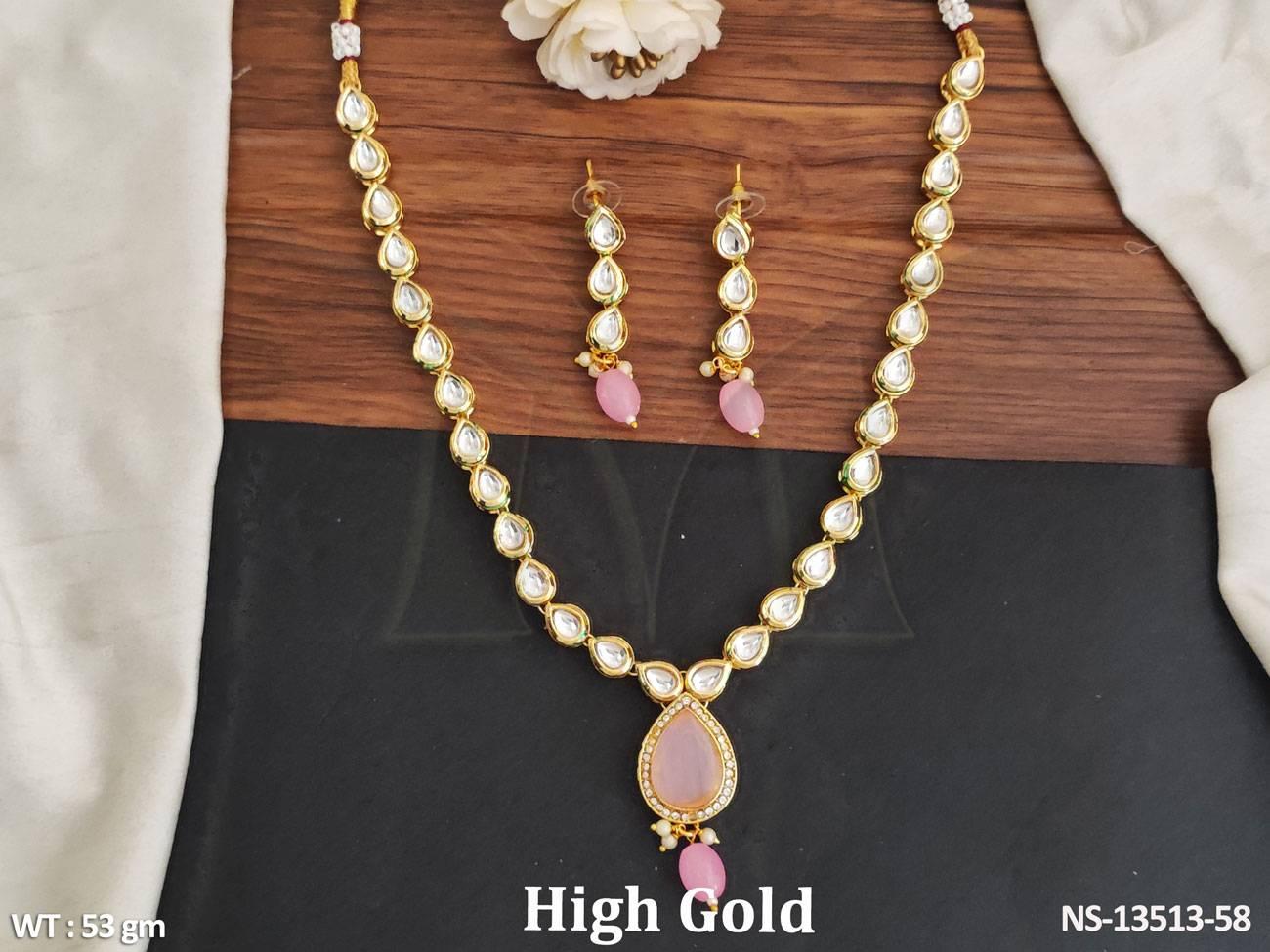 This stylish Kundan necklace set is perfect for parties and special occasions.