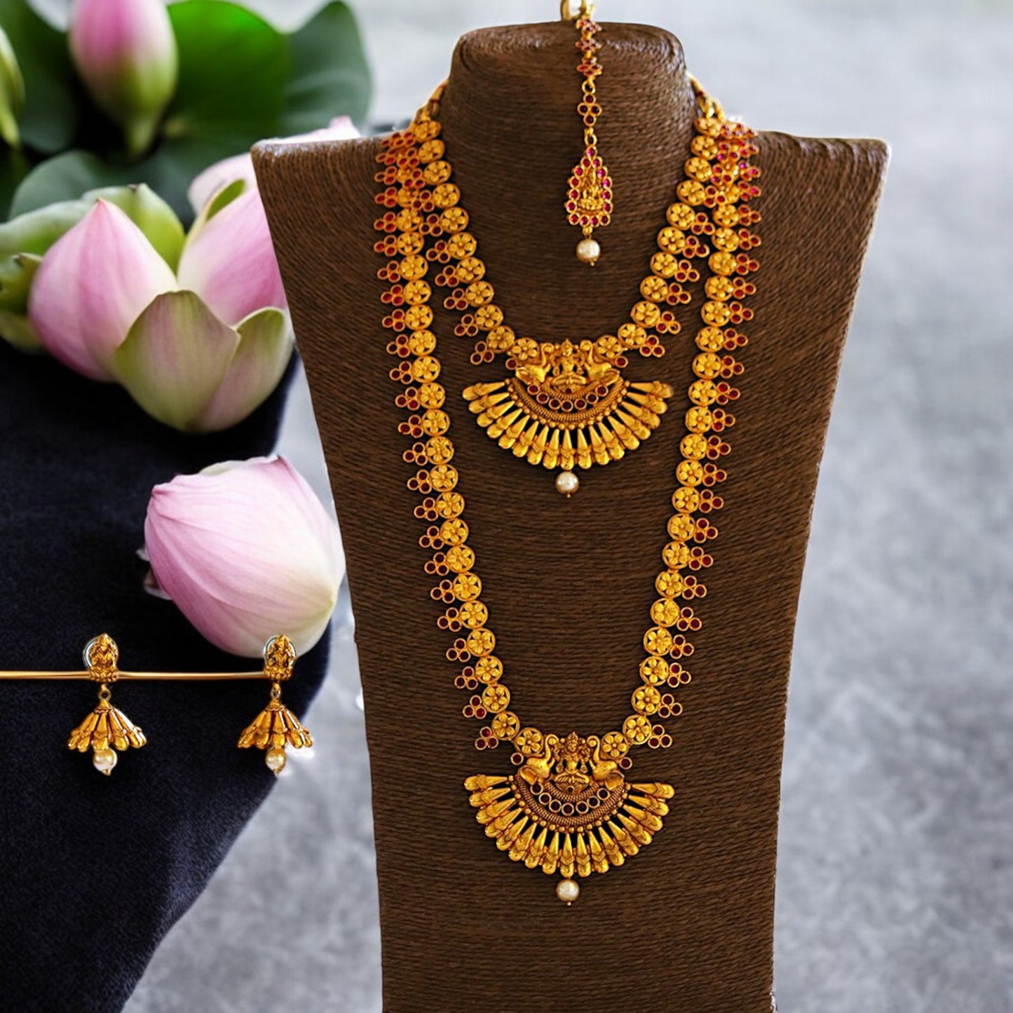 Awesome Maroon Color Peacock Design Haram Set For Women