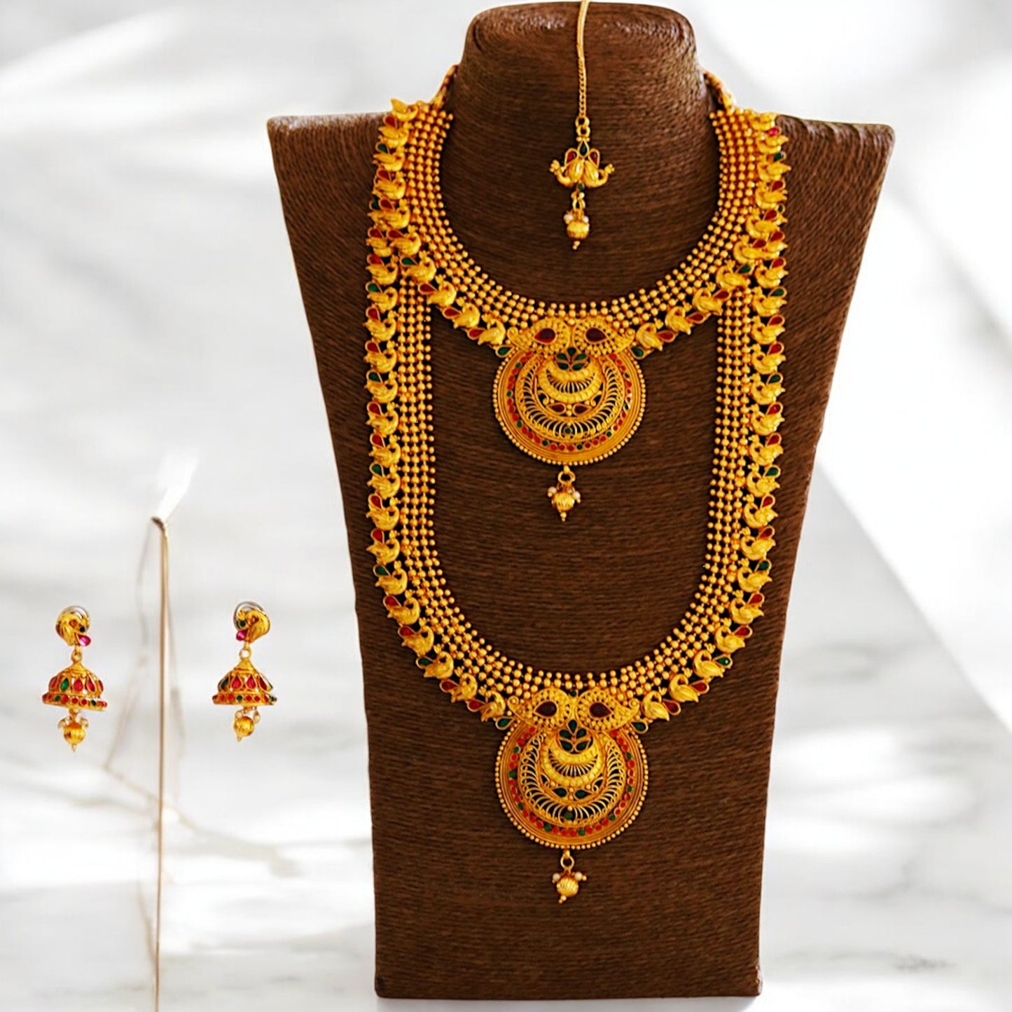 Awesome Peacock Design Multicolor Haram Set