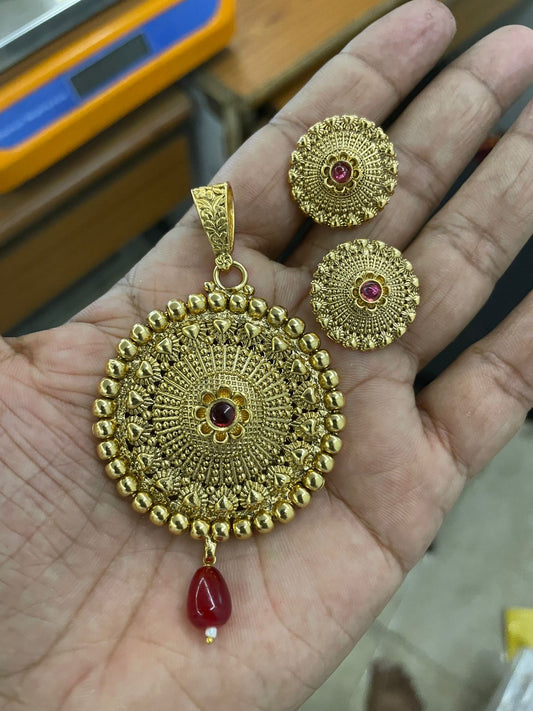 Small Rajwadi Pendant with Earring