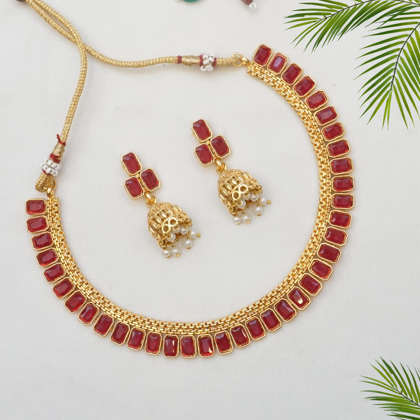Gold Plated Short Necklace with Jhumki earring