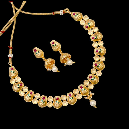 Metal Copper Necklaces with Beautiful Mina Work & AD Stone - a Must-Have for Any Occasion
