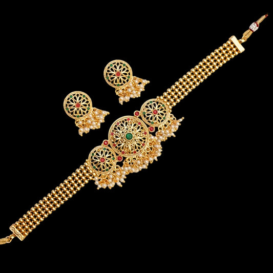 High Gold Polish Antique Choker Set