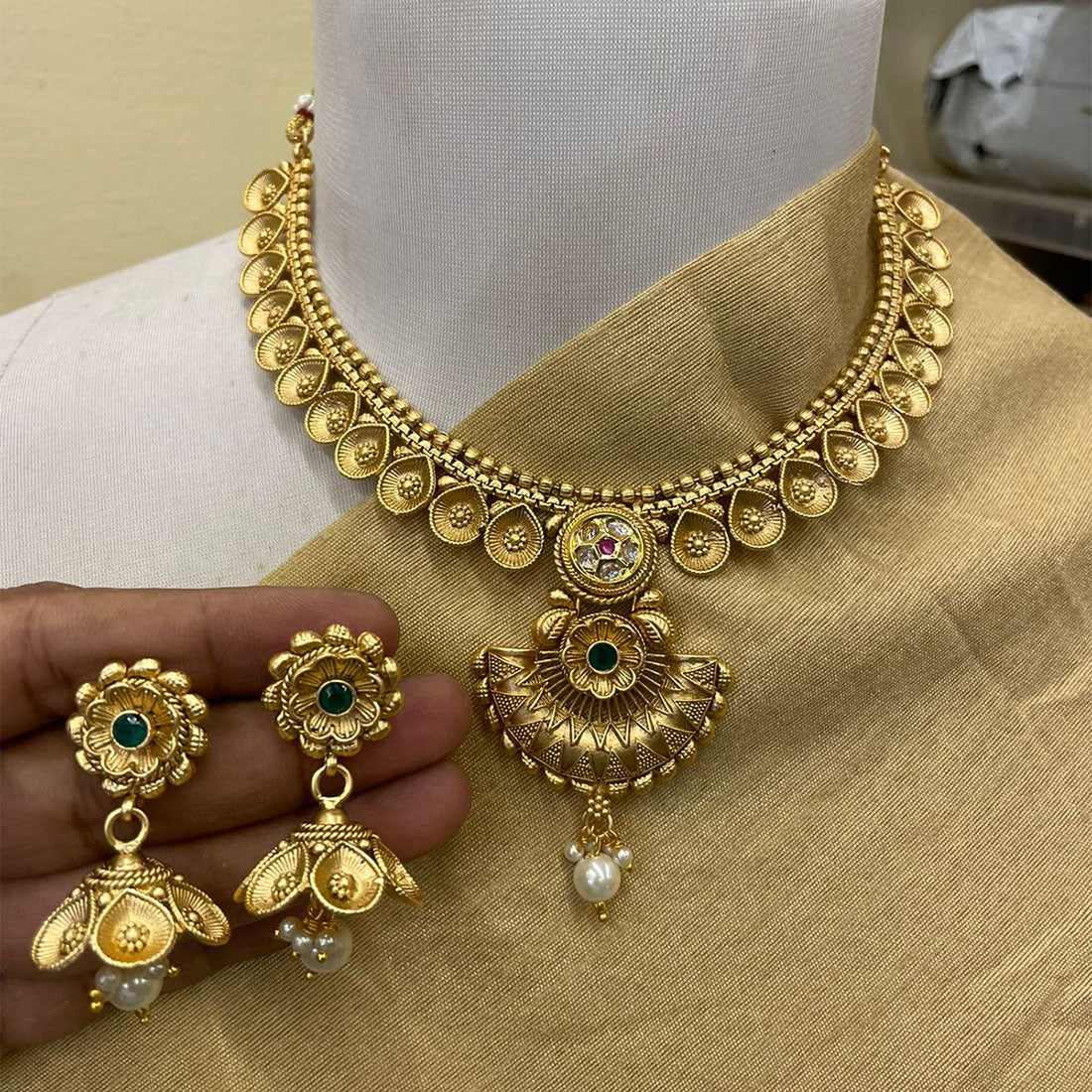 Rajwadi Plating Brass Necklace Set