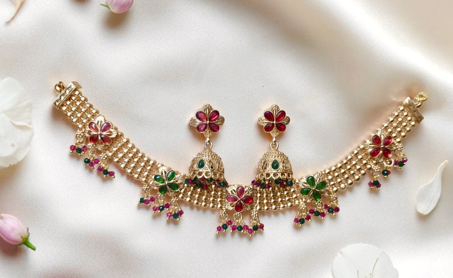 Antique Gold Plated Choker Necklace Set