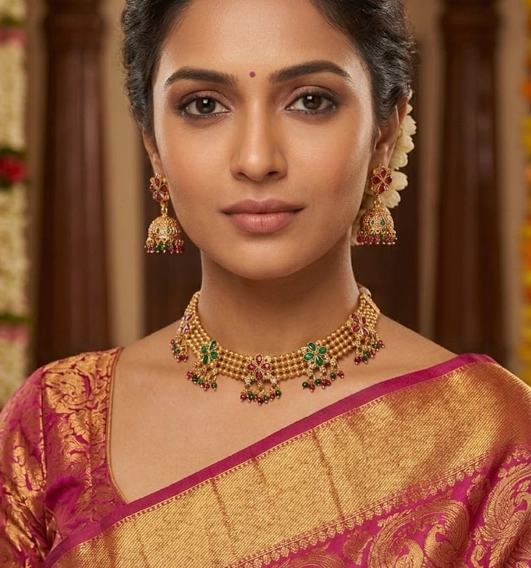 Antique Gold Plated Choker Necklace Set