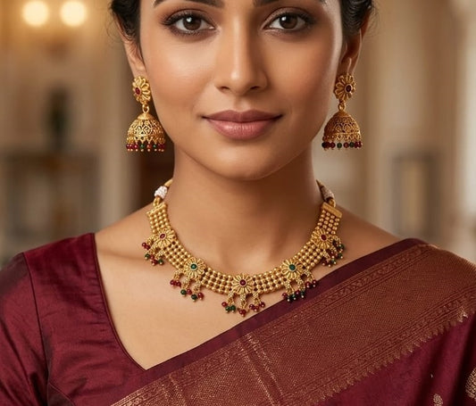 Antique Gold Plated Choker Necklace Set