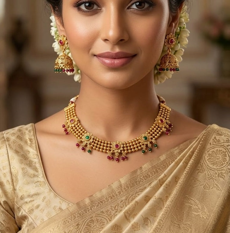 Antique Gold Plated Choker Necklace Set