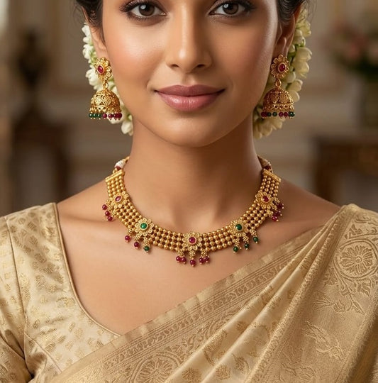 Antique Gold Plated Choker Necklace Set