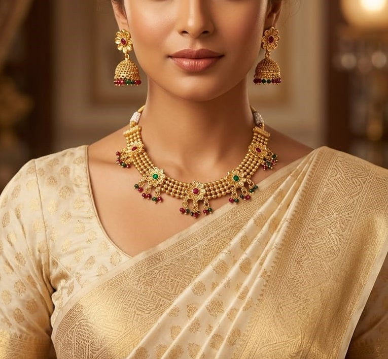 Antique Gold Plated Choker Necklace Set