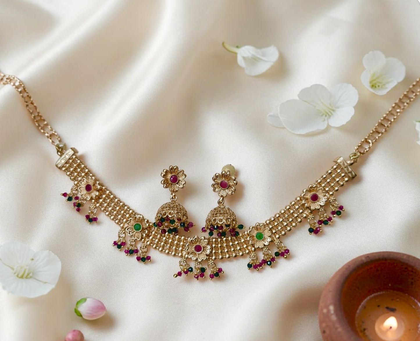 Antique Gold Plated Choker Necklace Set
