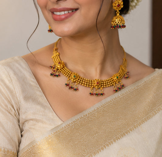 Antique Gold Plated Choker Necklace Set